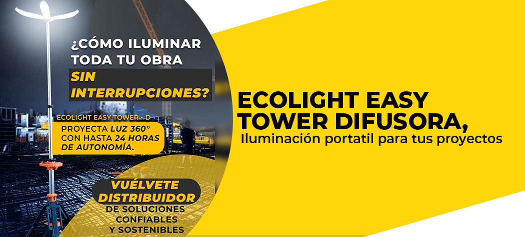 Ilumina sin límites: la torre Ecolight Easy Tower difusora, portátil, silenciosa y 100% recargable